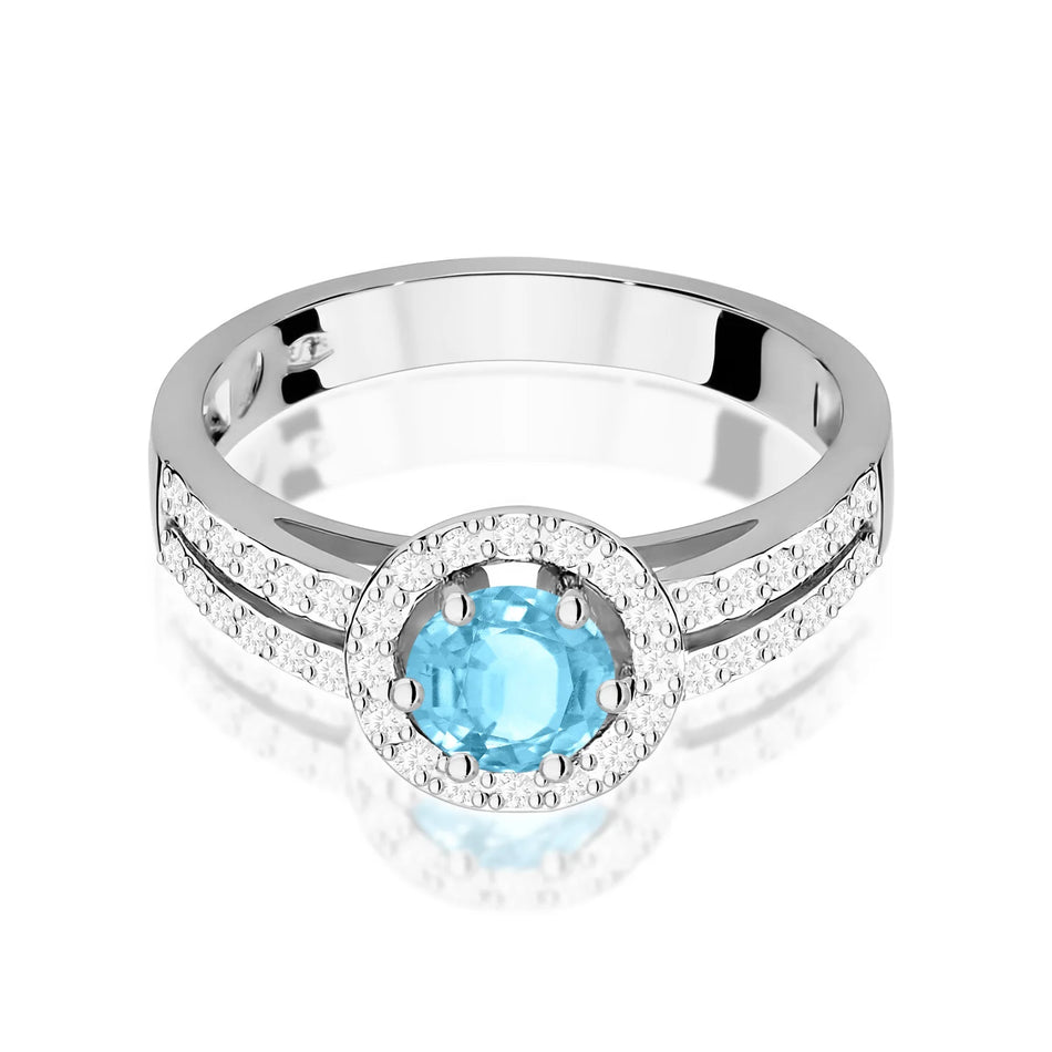 Weißgoldring mit 0,50 ct Topas und 0,20 ct Diamanten