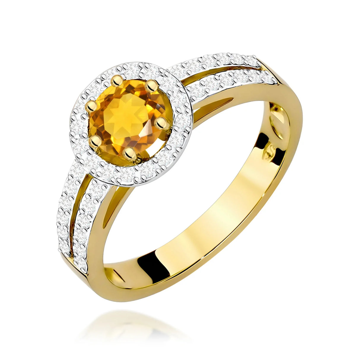 Bague en or avec citrine de 0,50 ct et diamants de 0,20 ct