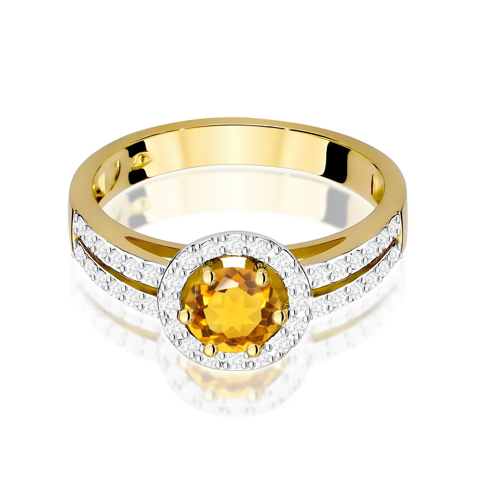 Zlatý prsten s 0,50ct citrínem a 0,20ct diamanty