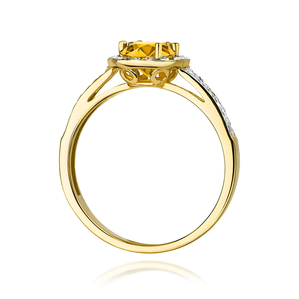 Bague en or avec citrine de 0,50 ct et diamants de 0,20 ct
