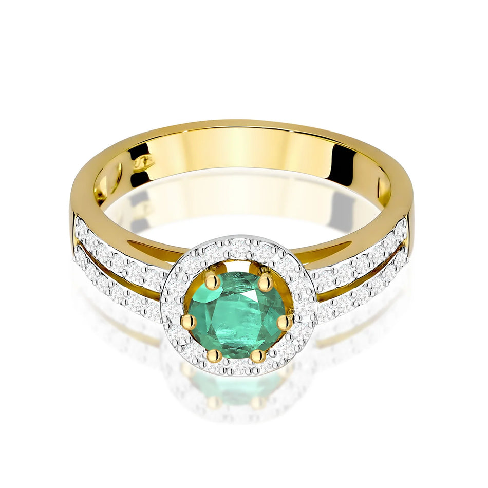 Bague en or avec émeraude de 0,50 ct et diamants de 0,20 ct