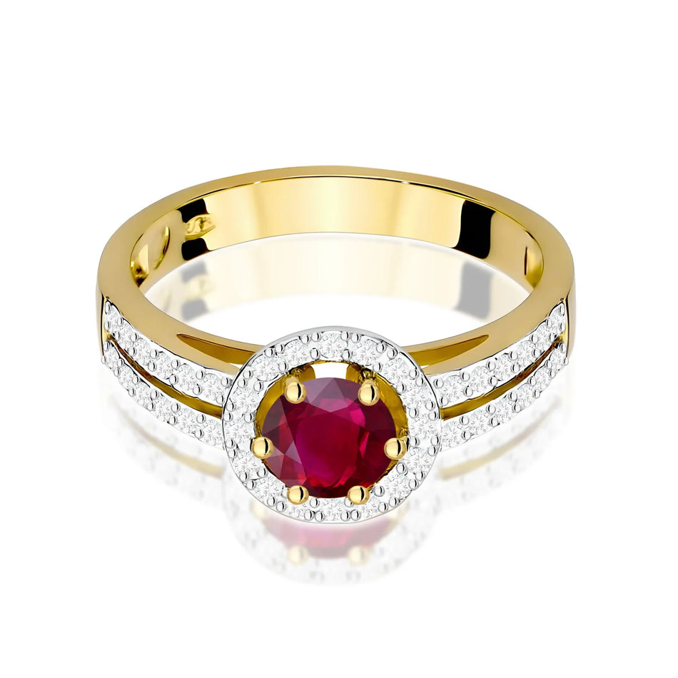 Zlatý prsten s rubínem 0,60 ct a diamanty 0,20 ct