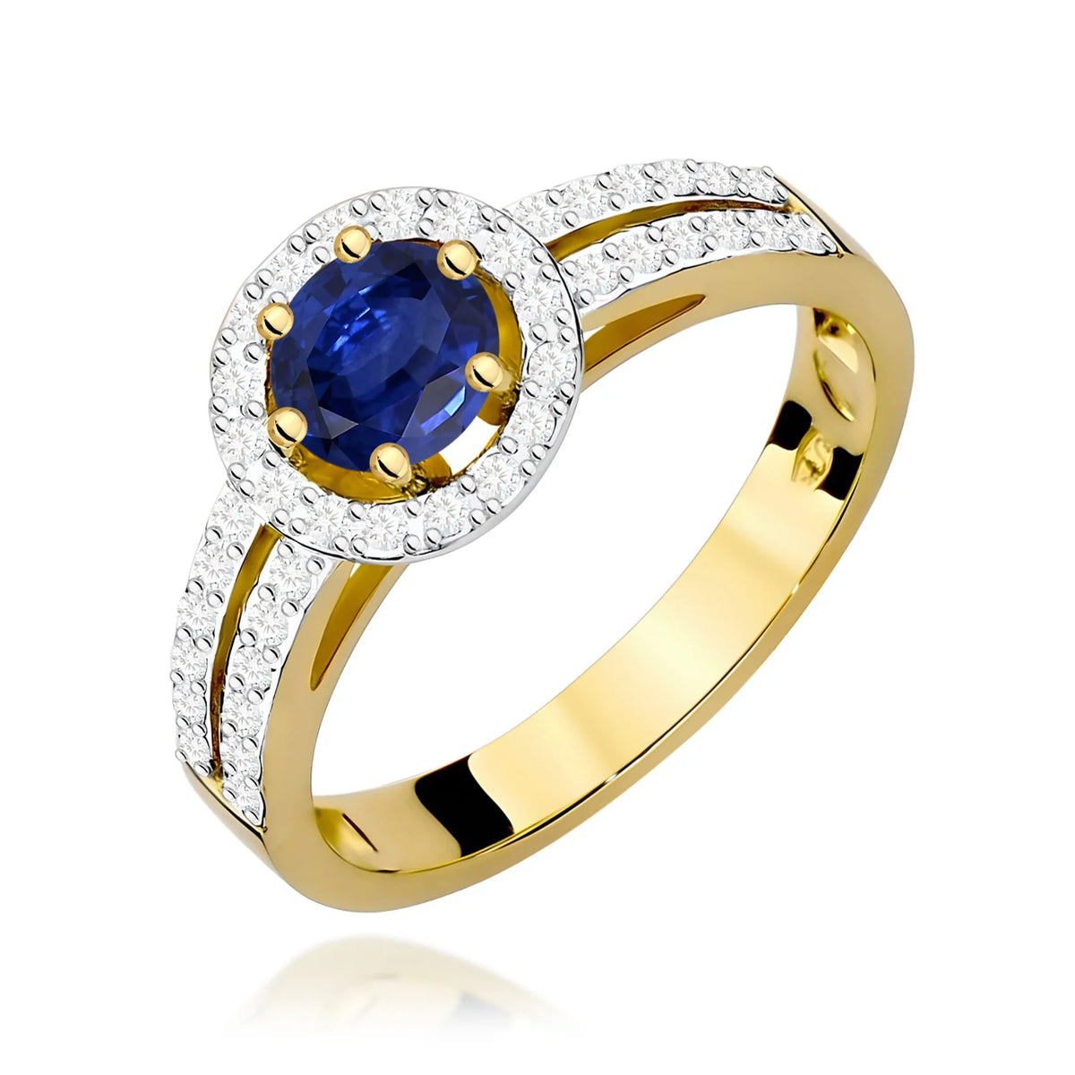 Bague en or avec saphir de 0,50 ct et diamants de 0,20 ct