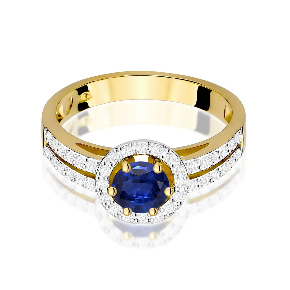 Zlatý prsten se safírem 0,50 ct a diamanty 0,20 ct
