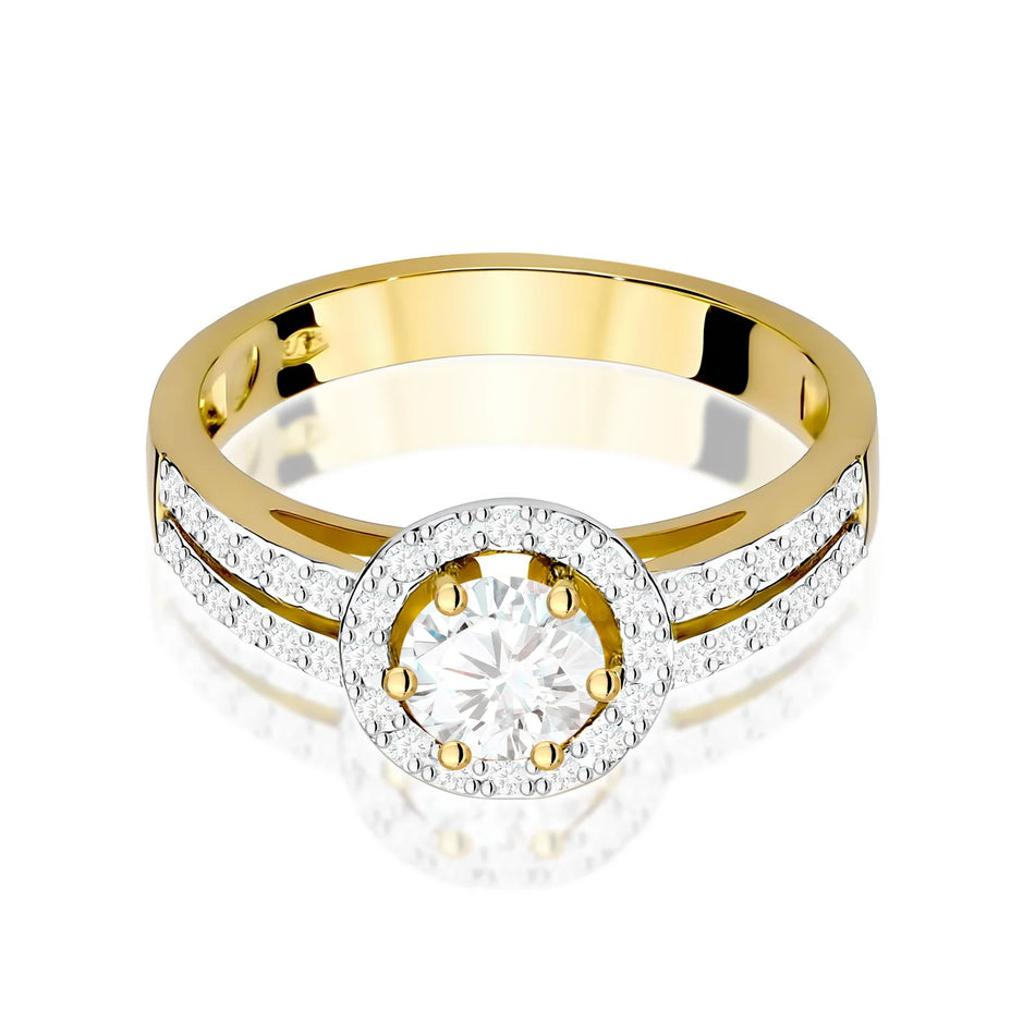 Zlatý prsteň s bielym zafírom 0,60 ct a diamantmi 0,20 ct