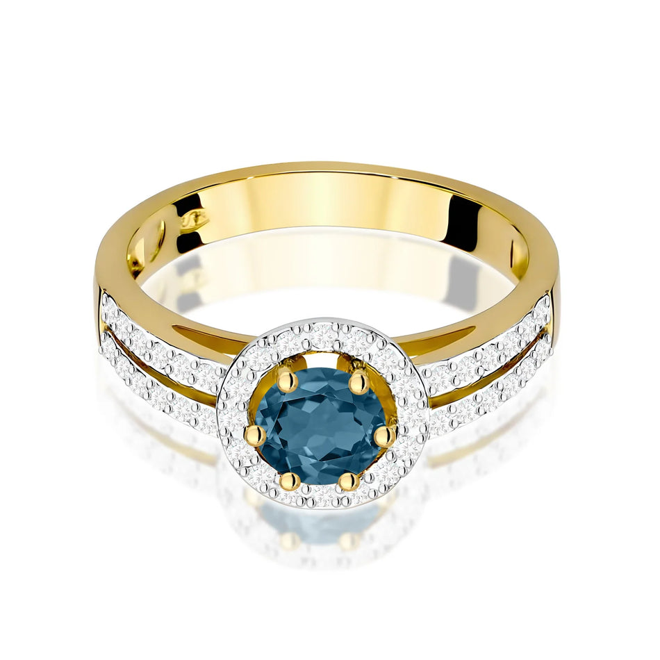 Zlatý prsten s 0,50ct topazem London Blue a 0,20ct diamanty
