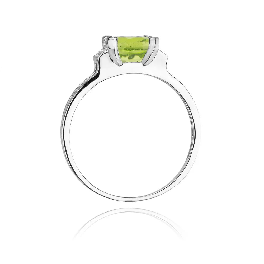zlatý prsten s 1,10 ct olivínem a 0,03 ct diamanty w0103-peg-01
