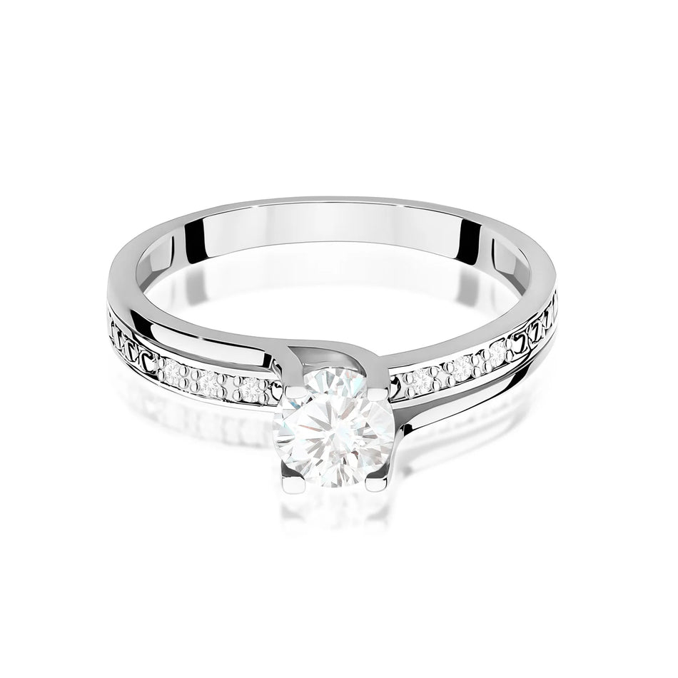 Ring aus Weißgold mit 0,60 ct weißem Saphir und 0,03 ct Diamanten