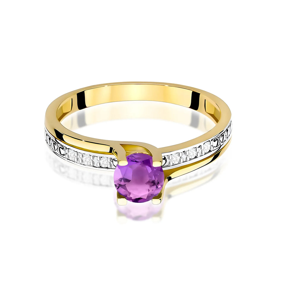 Bague en or avec améthyste de 0,50 ct et diamants de 0,03 ct