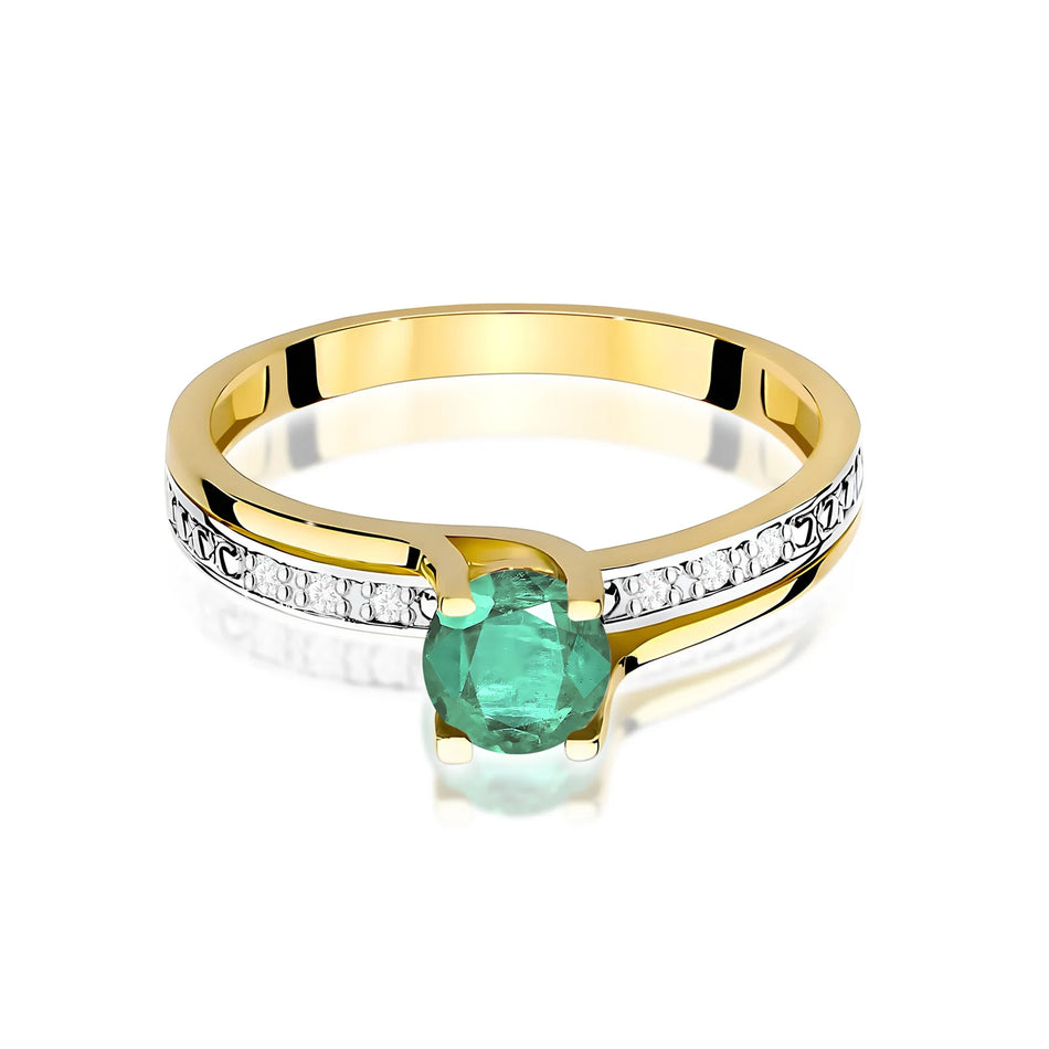 Zlatý prsten s 0,50ct smaragdem a 0,03ct diamanty