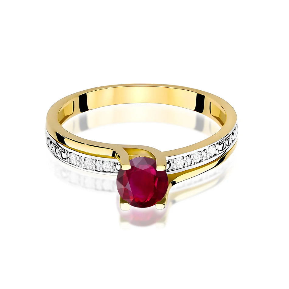 Bague en or avec rubis de 0,60 ct et diamants de 0,03 ct