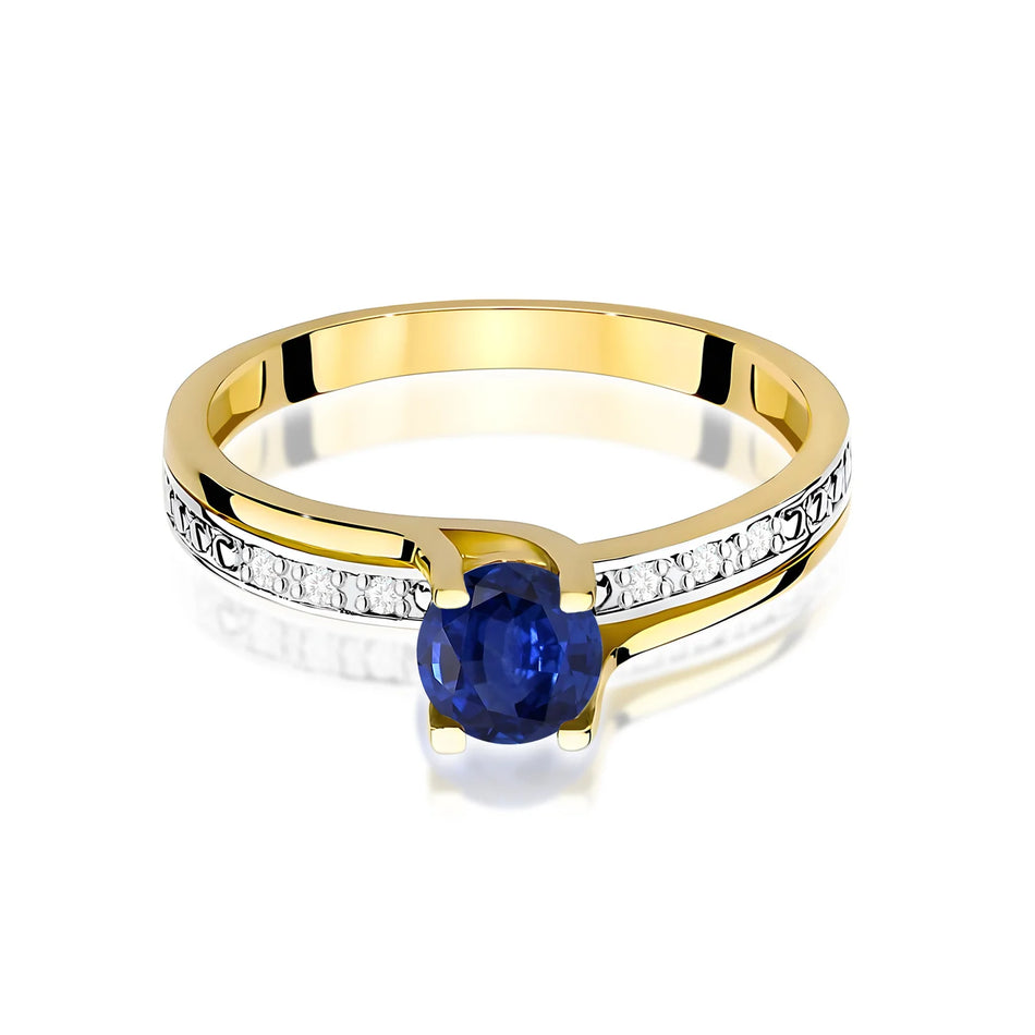 Zlatý prsten se safírem 0,50 ct a diamanty 0,03 ct