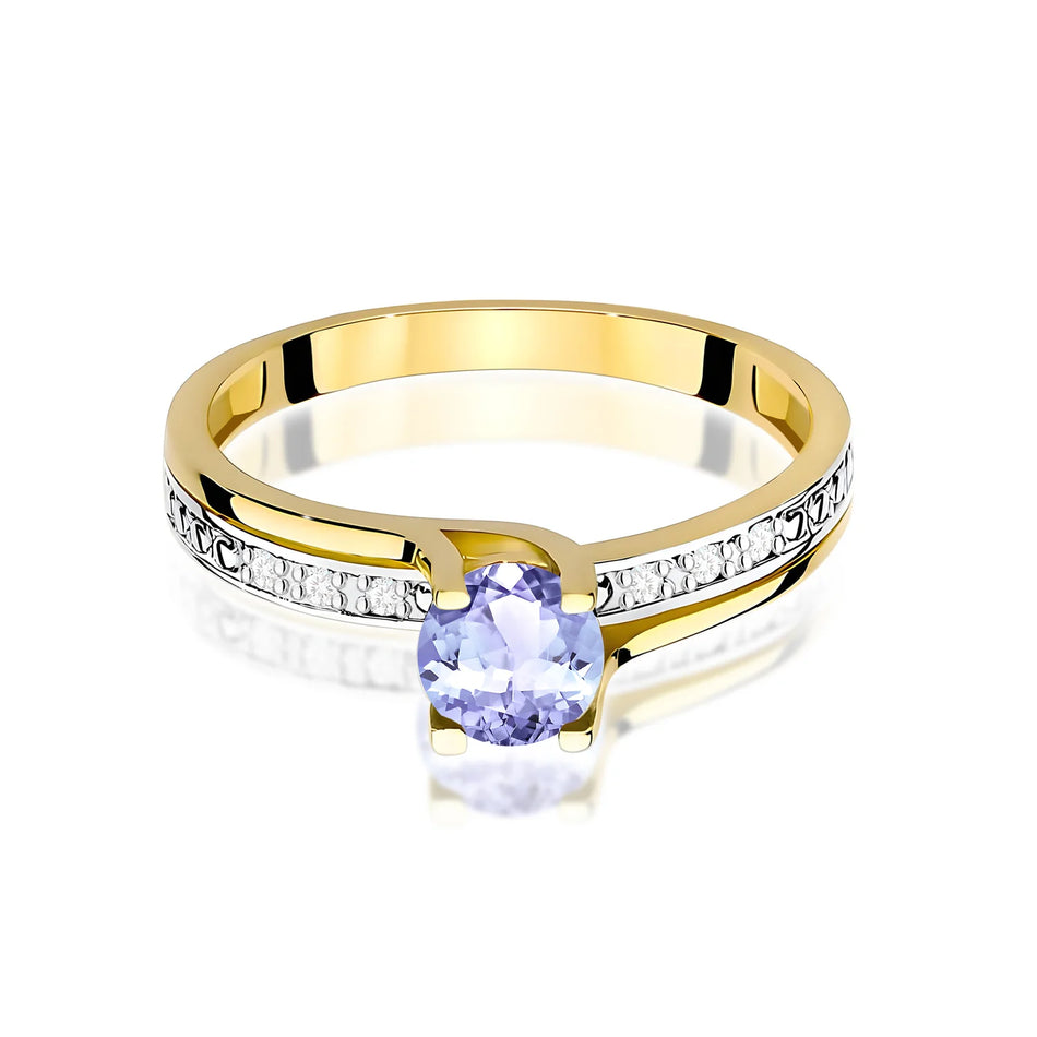 Bague en or avec 0,50 ct de tanzanite et 0,03 ct de diamants