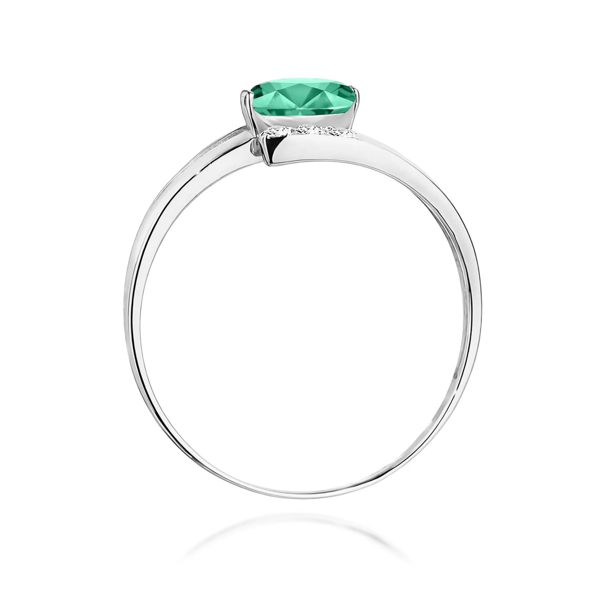 Bague en or blanc avec émeraude 0,40 ct et diamants 0,052 ct