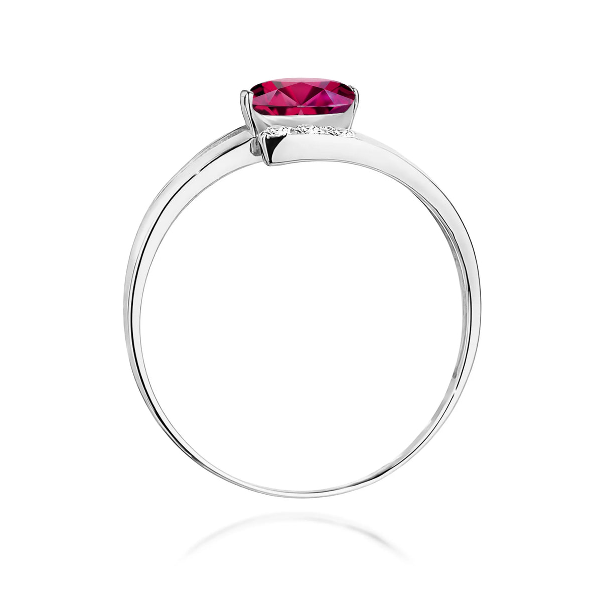 Bague en or blanc avec rhodolite 0,50 ct et diamants 0,052 ct