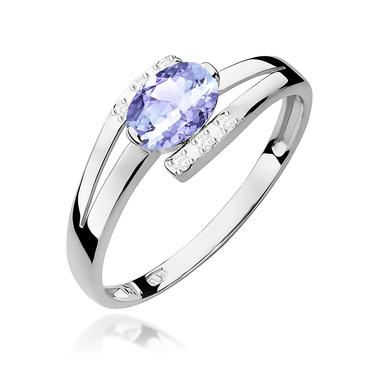 Bague en or blanc avec 0,40 ct de tanzanite et 0,052 ct de diamants