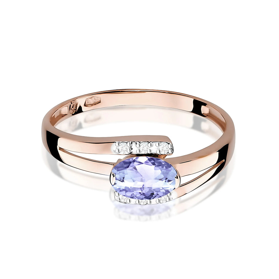 Zlatý prsten s 0,40ct tanzanitem a 0,052ct diamanty