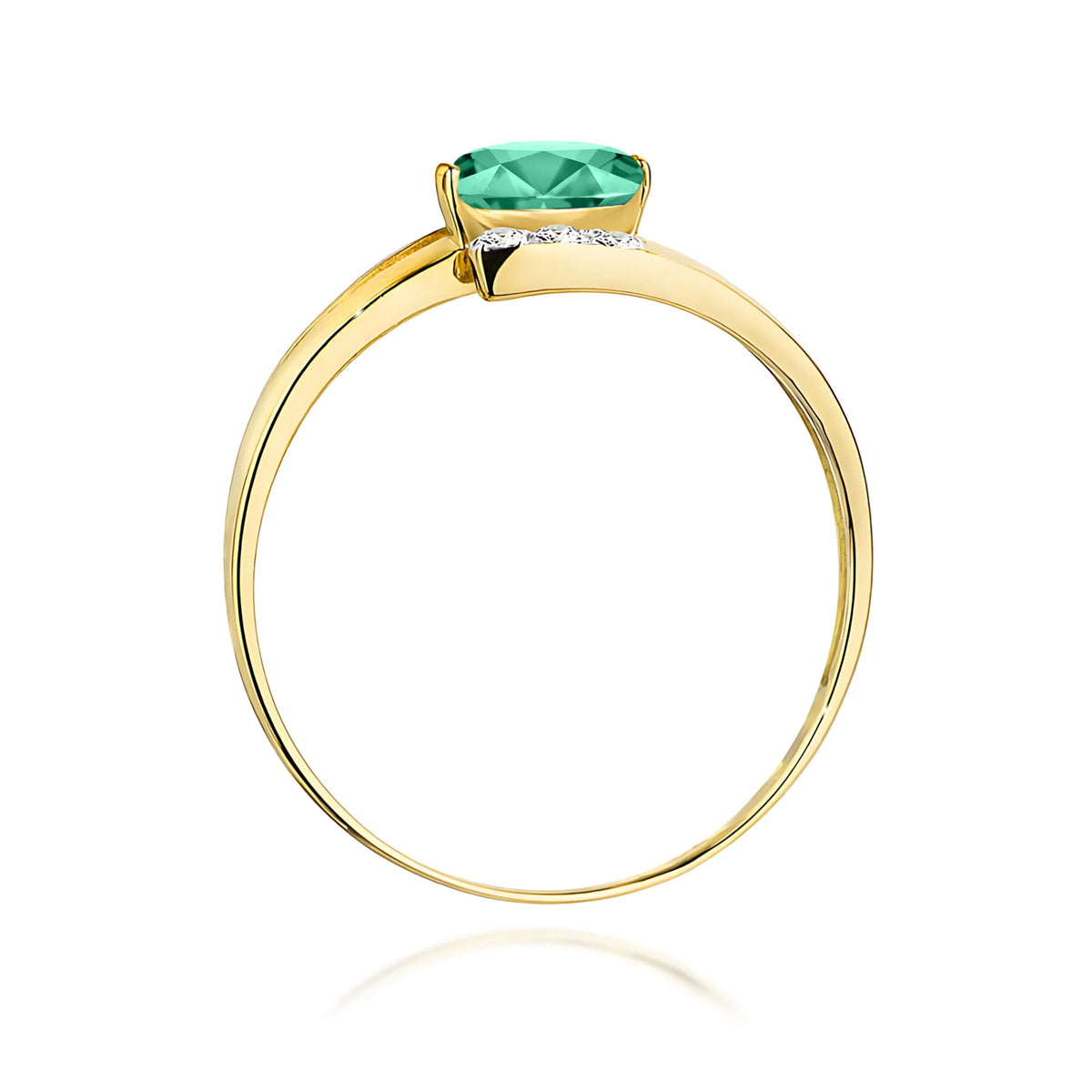 Gold Ring with 0.40ct Emerald and 0.052ct Diamonds