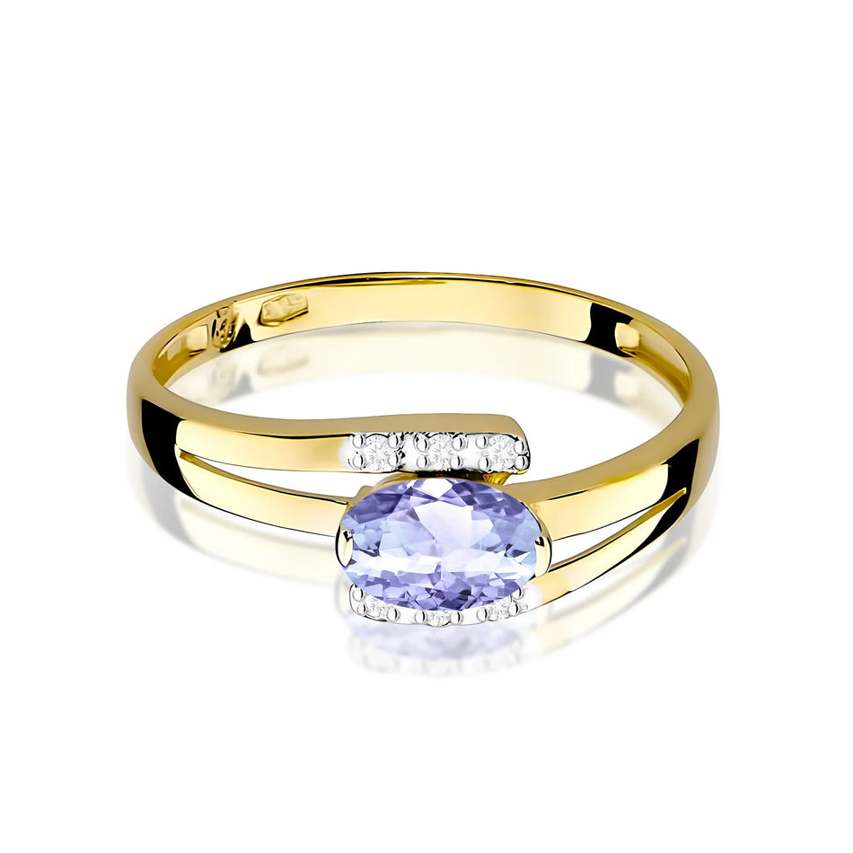 Zlatý prsten s 0,40ct tanzanitem a 0,052ct diamanty