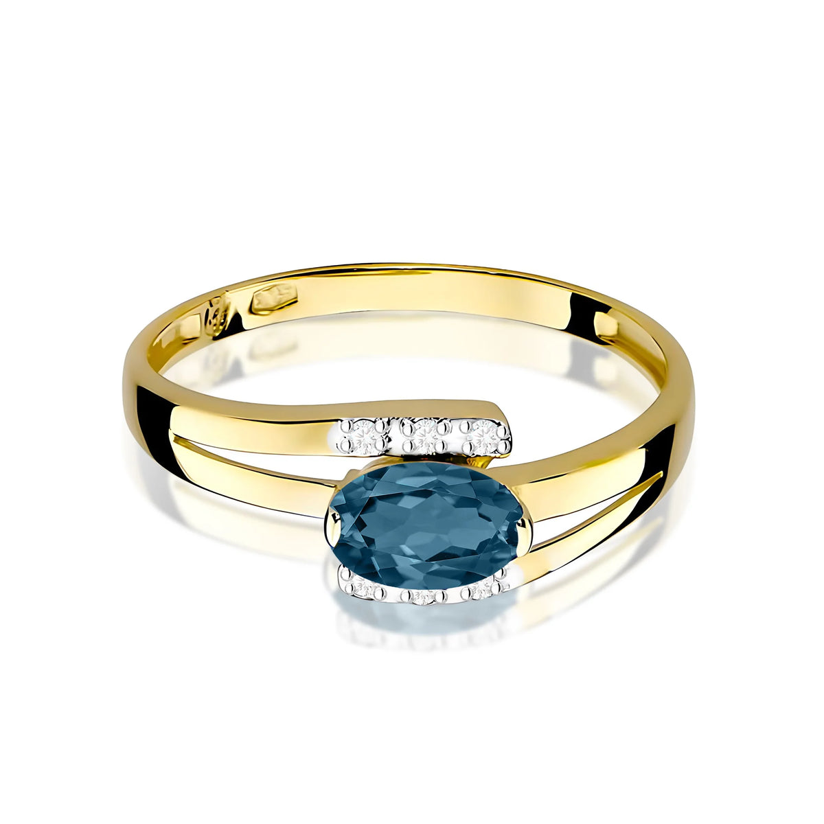 Bague en or avec topaze London Blue 0,50 ct et diamants 0,052 ct