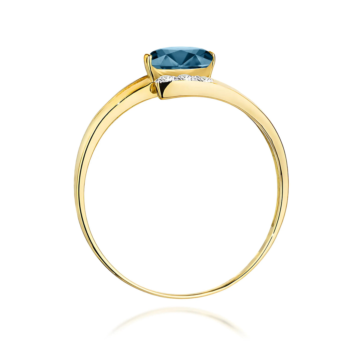 Bague en or avec topaze London Blue 0,50 ct et diamants 0,052 ct