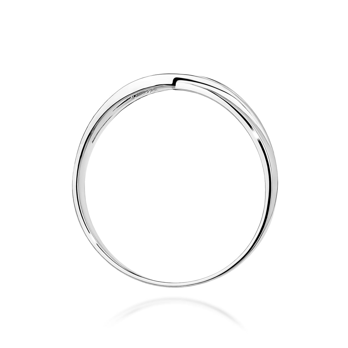 Durchbrochener Ring aus 585er Weißgold mit rundem Diamant von 0,04 ct