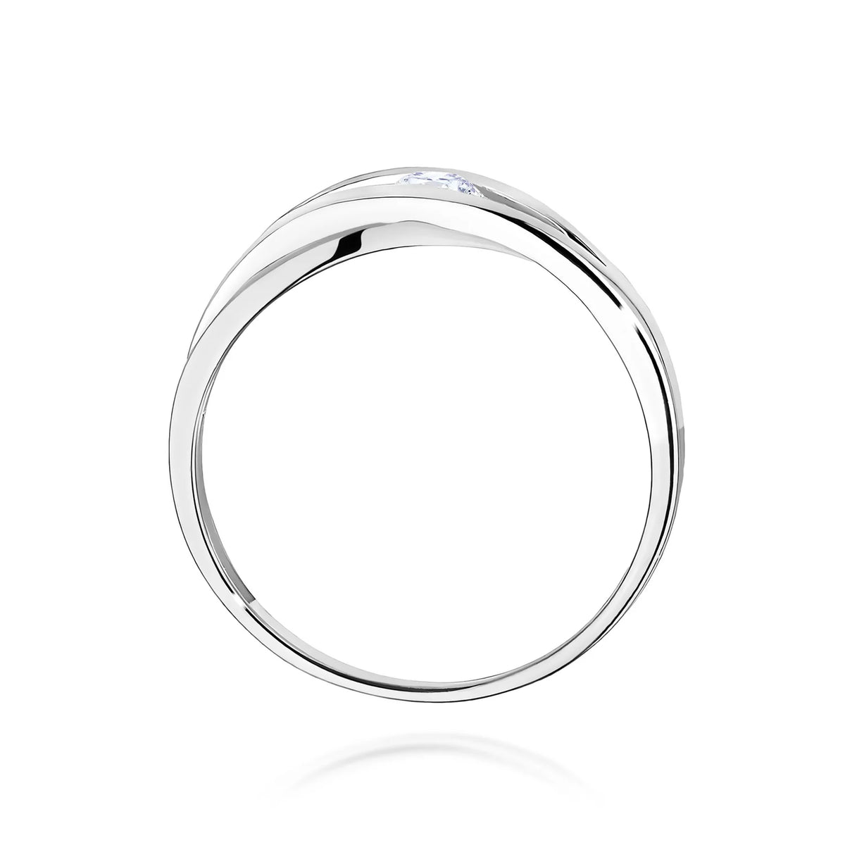 Durchbrochener Ring aus 585er Weißgold mit rundem Diamant von 0,10 ct