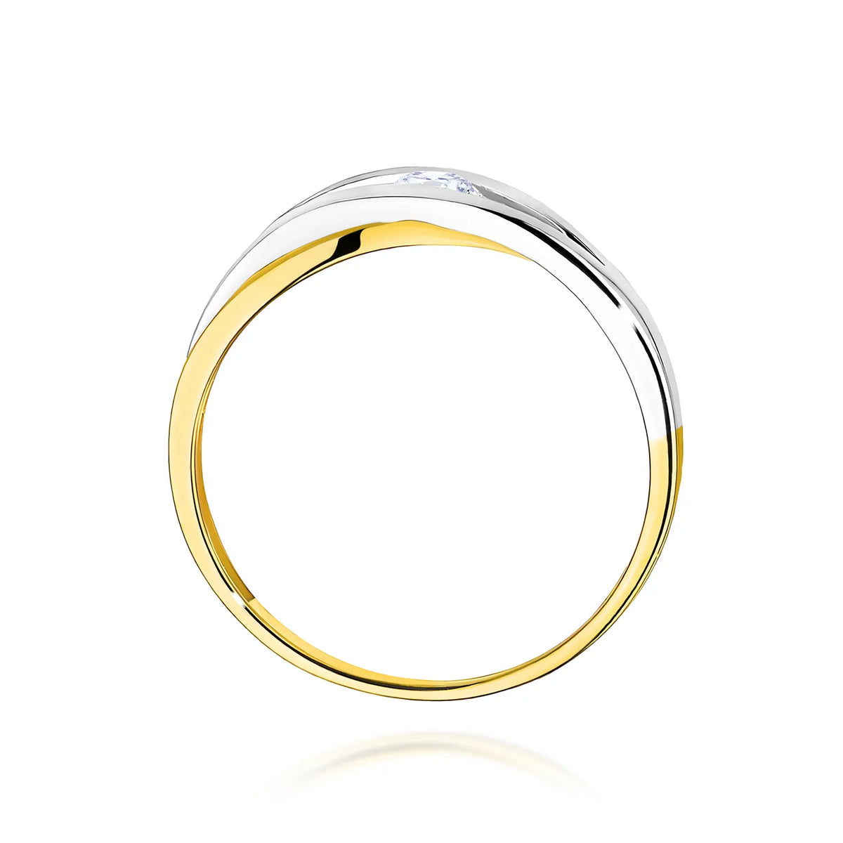 Durchbrochener Ring aus 585er Gelbgold mit rundem Diamant von 0,10 ct