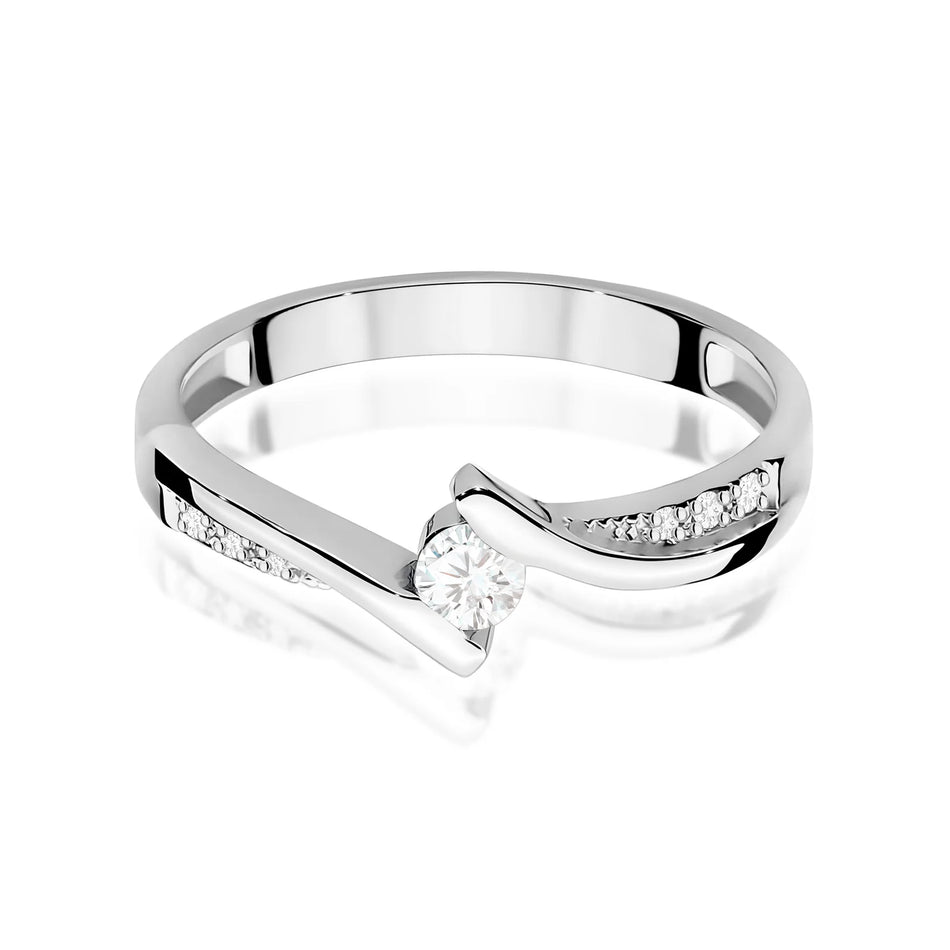 Prsteň z bieleho zlata s diamantmi 0,13 ct a 0,03 ct