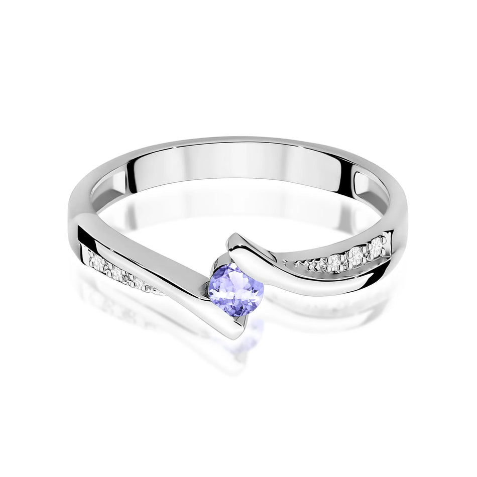 Bague en or blanc blanc avec 0,15 ct de tanzanite et 0,03 ct de diamants