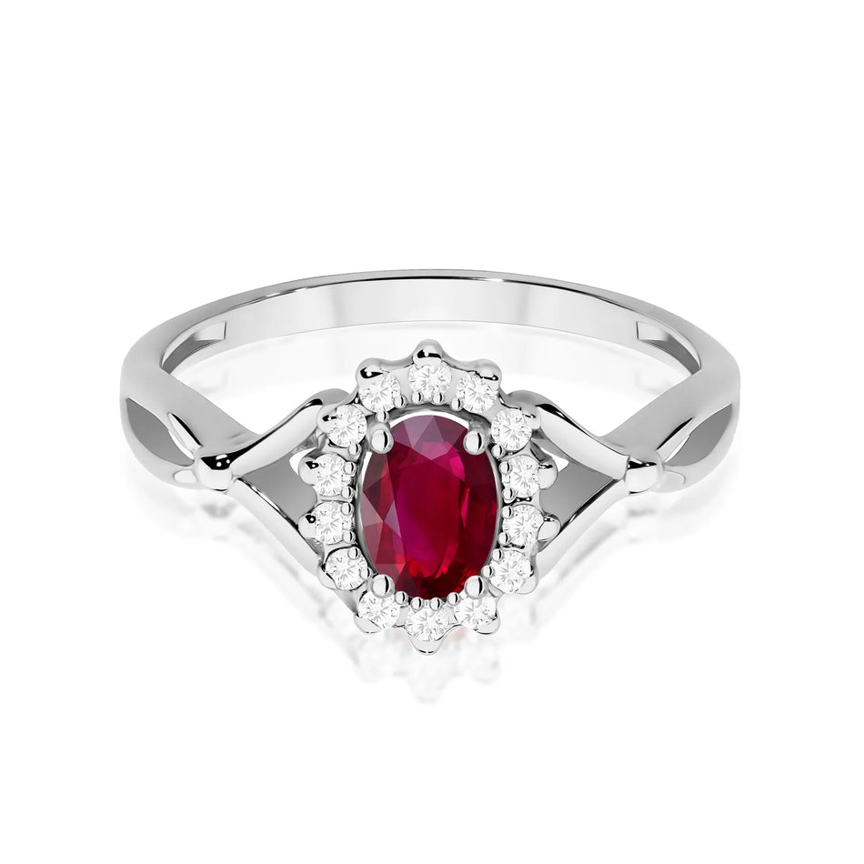 White Gold Ring with 0.60ct Ruby and 0.12ct Diamonds