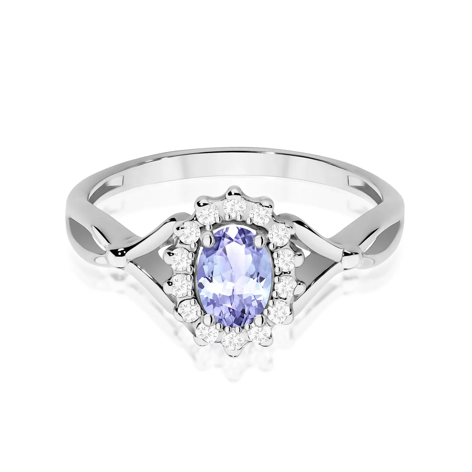 Prsten z bílého zlata s 0,40ct tanzanitem a 0,12ct diamanty