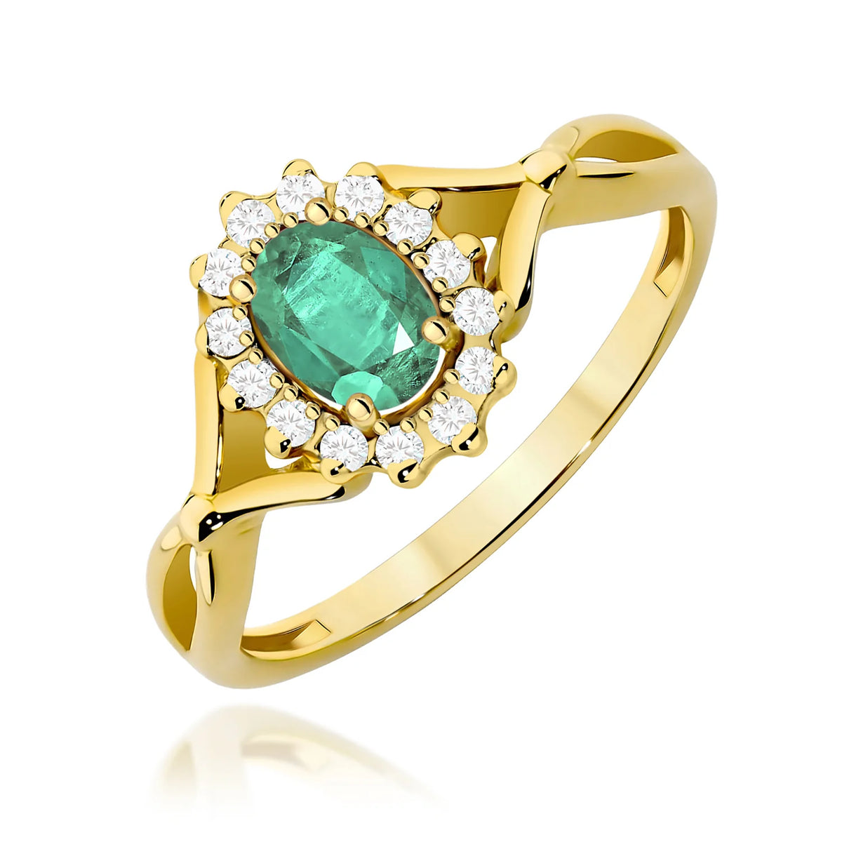 Bague en or avec émeraude de 0,40 ct et diamants de 0,12 ct