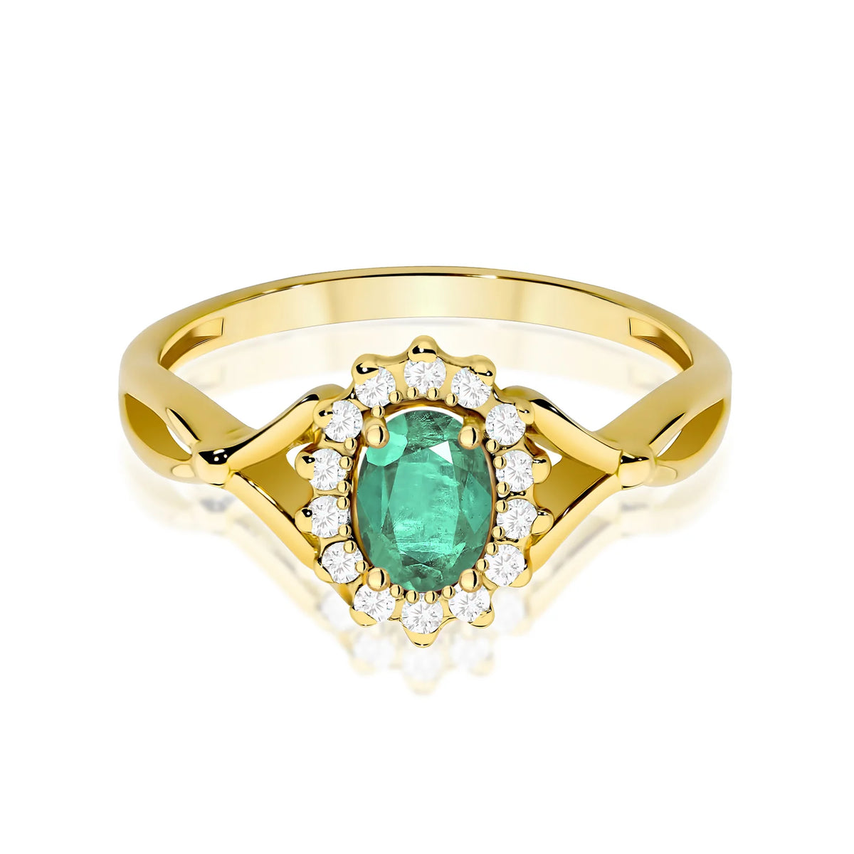 Bague en or avec émeraude de 0,40 ct et diamants de 0,12 ct