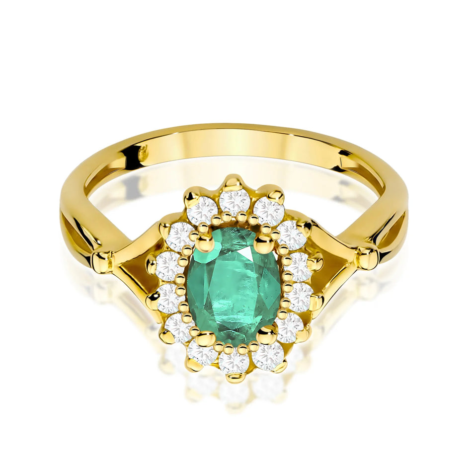 Bague en or avec émeraude de 0,80 ct et diamants de 0,28 ct