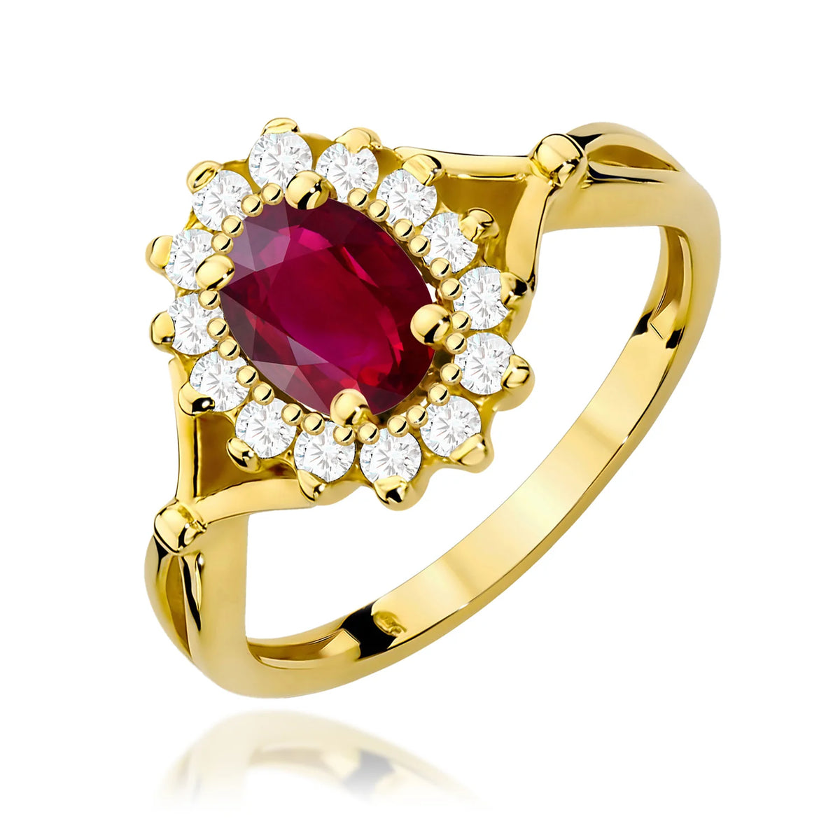Gold Ring with 1.00ct Ruby and 0.28ct Diamonds