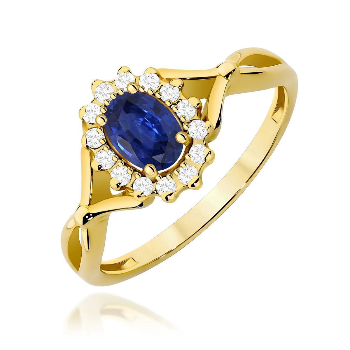 Gold Ring with 0.70ct Sapphire and 0.12ct Diamonds
