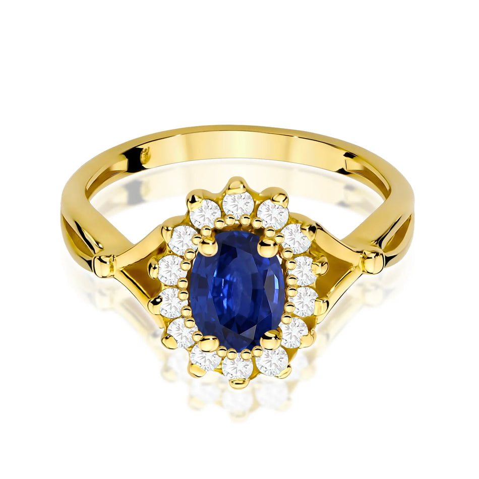 Bague en or avec saphir de 0,90 ct et diamants de 0,28 ct