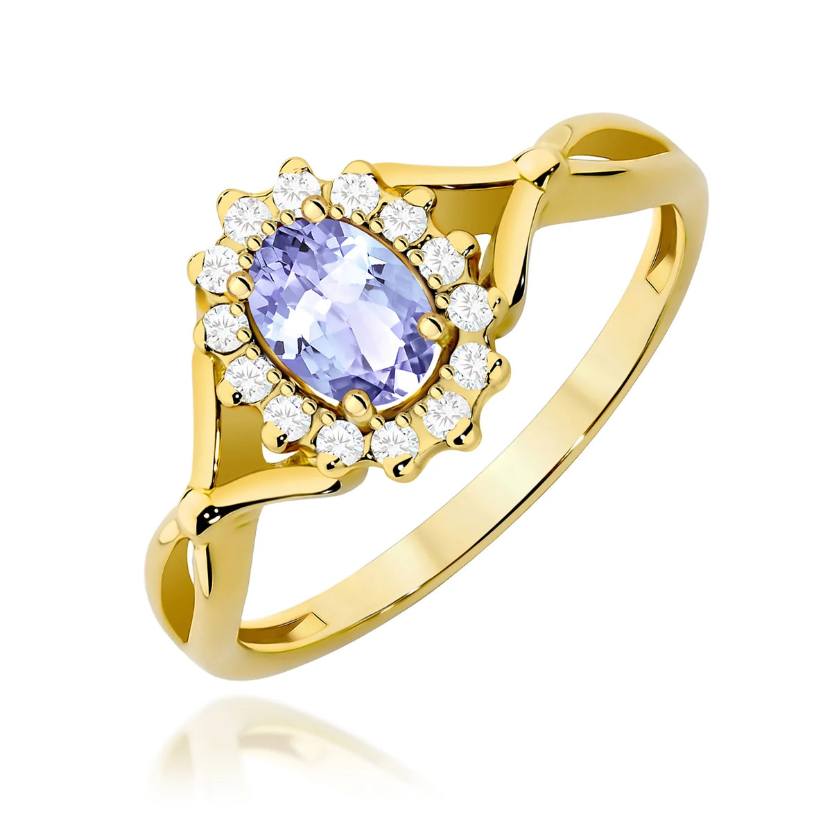 Bague en or avec 0,40 ct de tanzanite et 0,12 ct de diamants