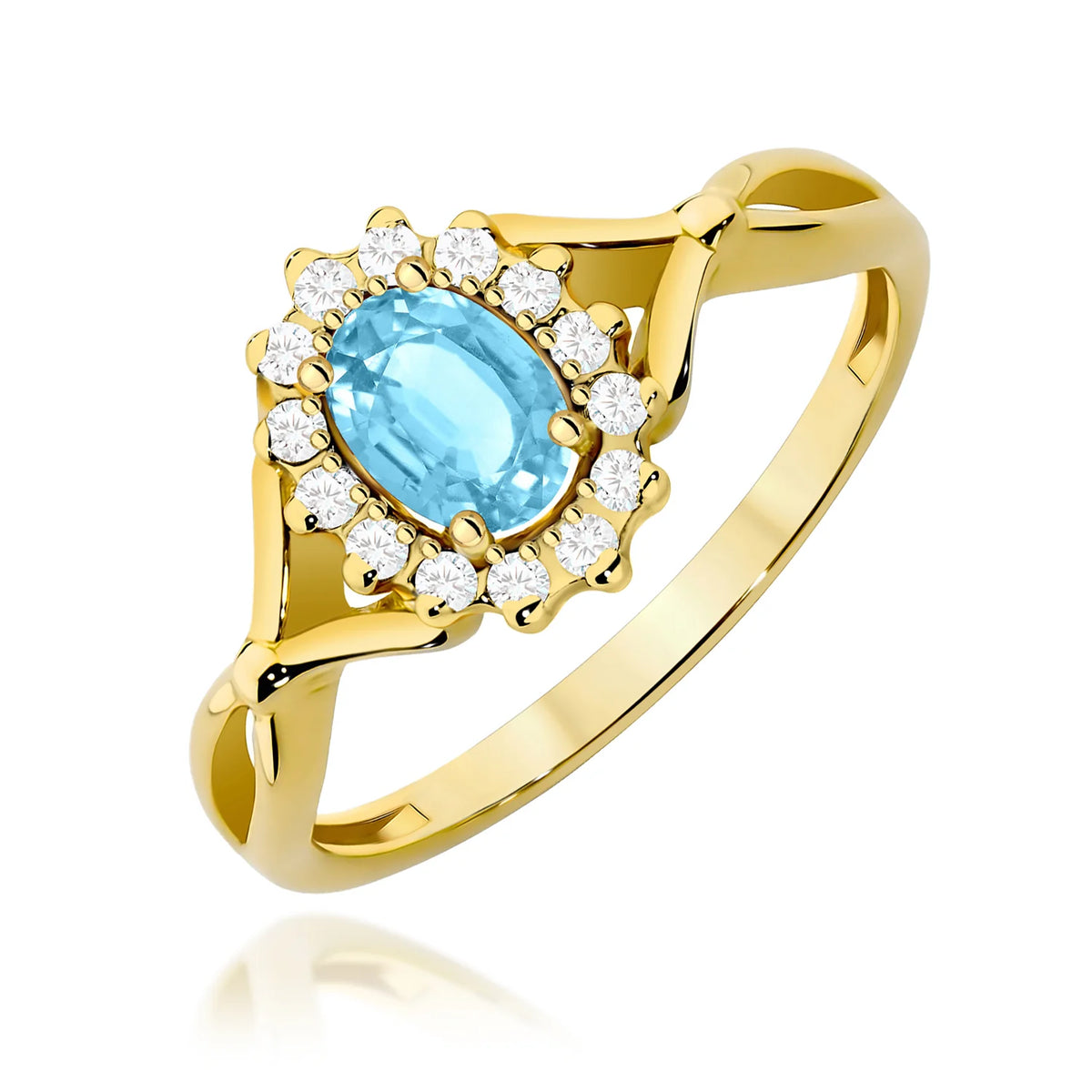 Gold Ring with 0.50ct Topaz and 0.12ct Diamonds