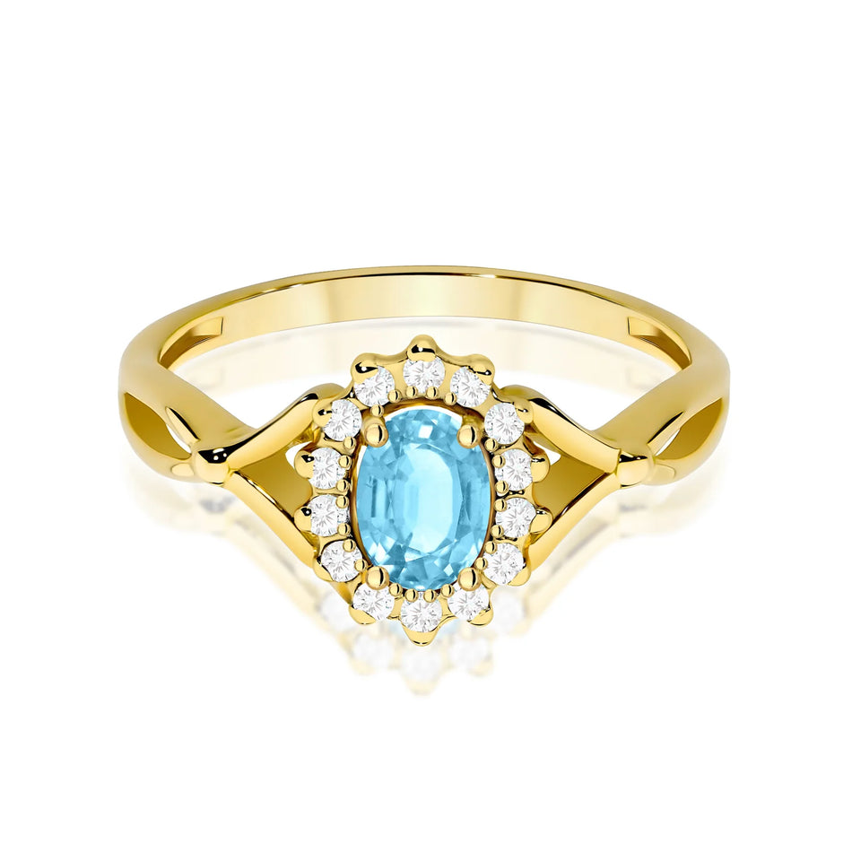 Bague en or avec topaze de 0,50 ct et diamants de 0,12 ct