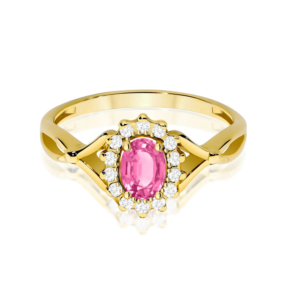 Bague en or avec topaze rose de 0,50 ct et diamants de 0,28 ct
