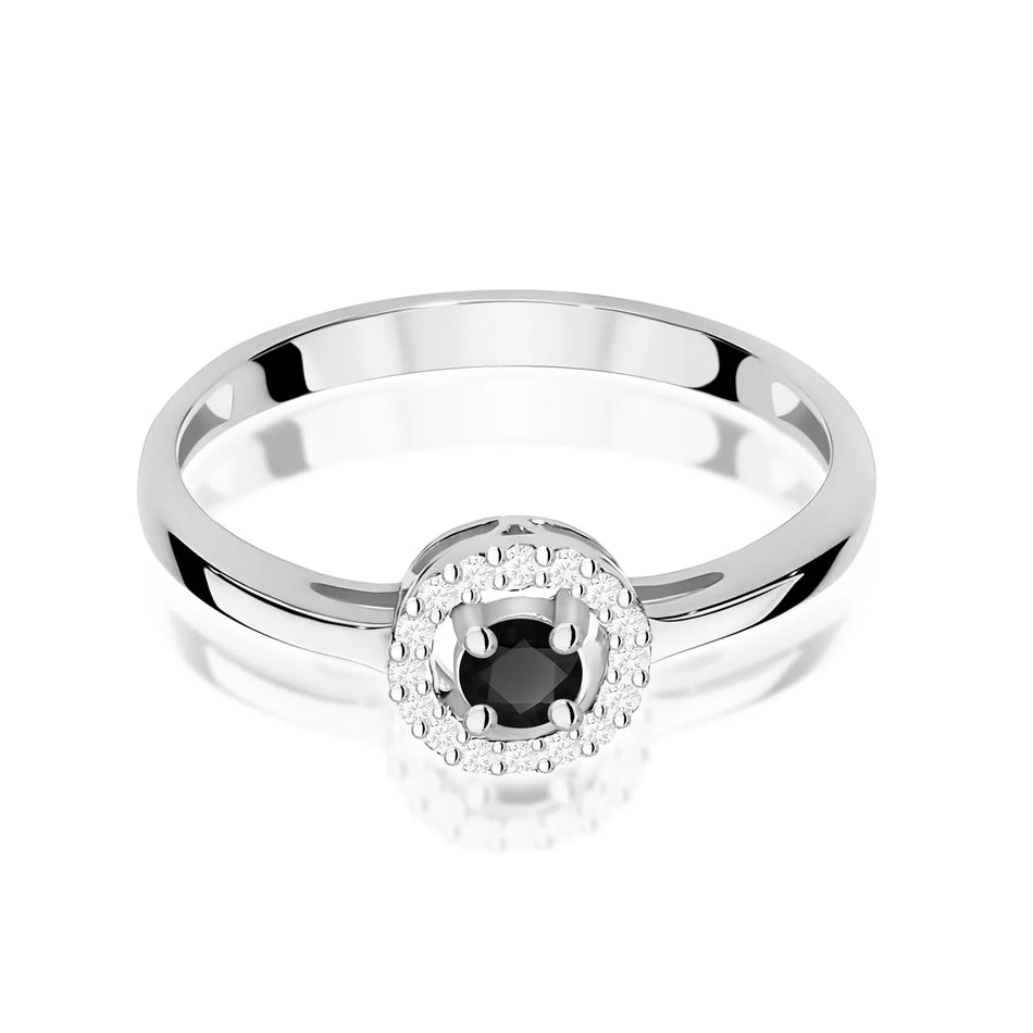 Prsten z bílého zlata s diamanty 0,12 ct a 0,08 ct