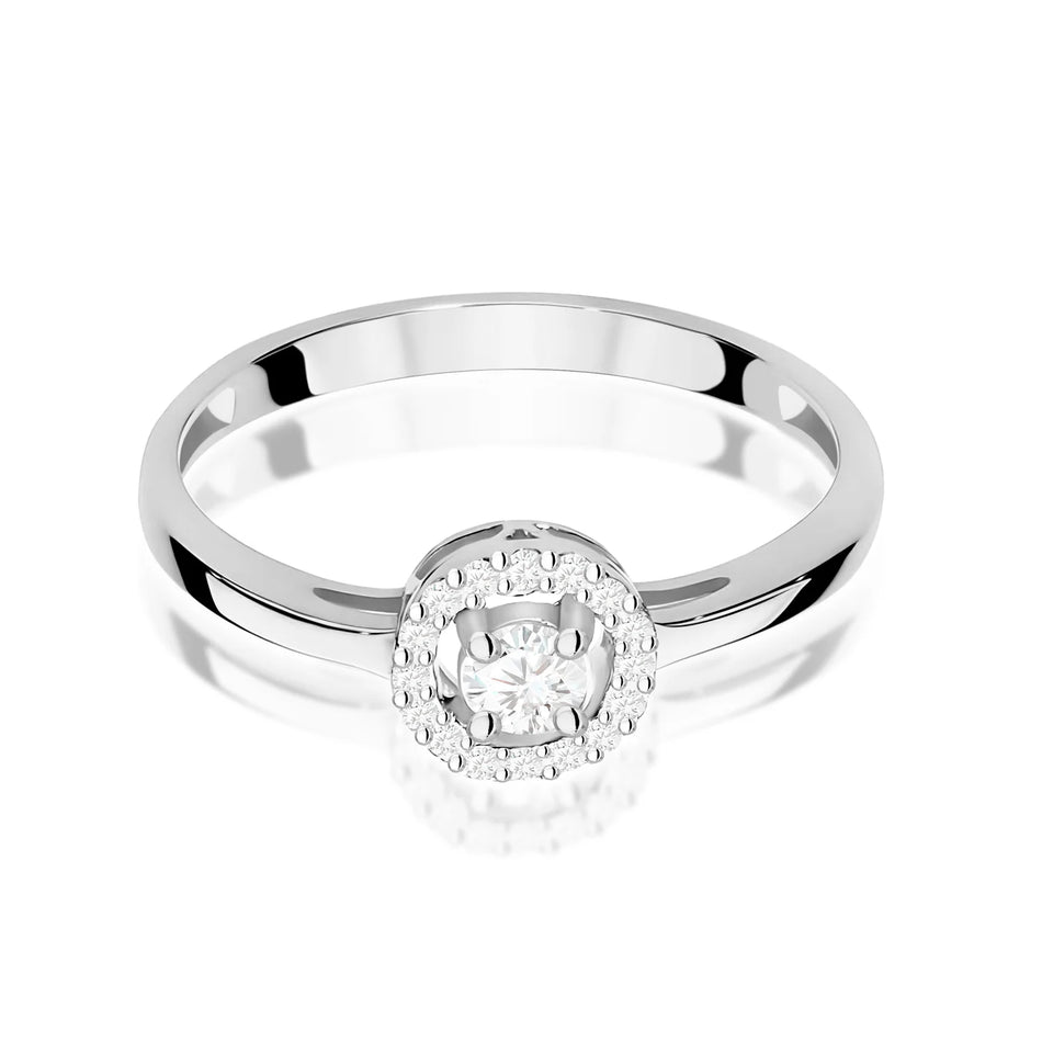 Prsteň z bieleho zlata s diamantmi 0,12 ct a 0,08 ct