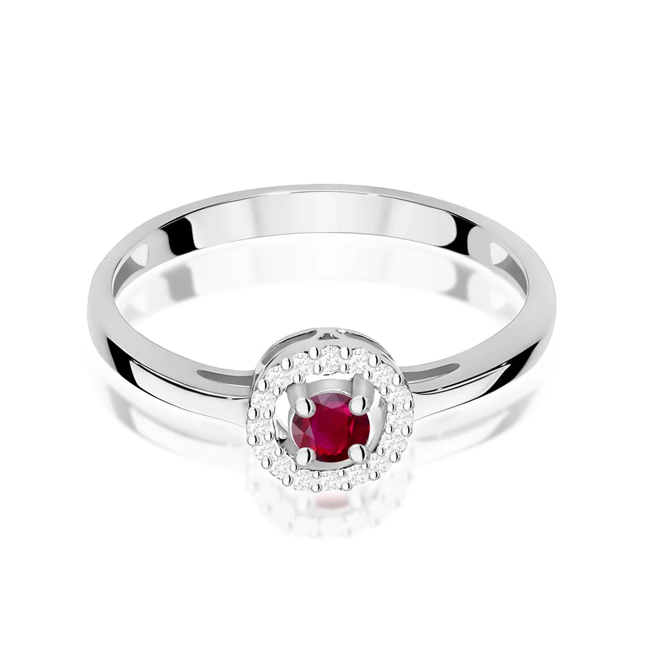 Bague en or blanc avec rubis 0,15 ct et diamants 0,08 ct