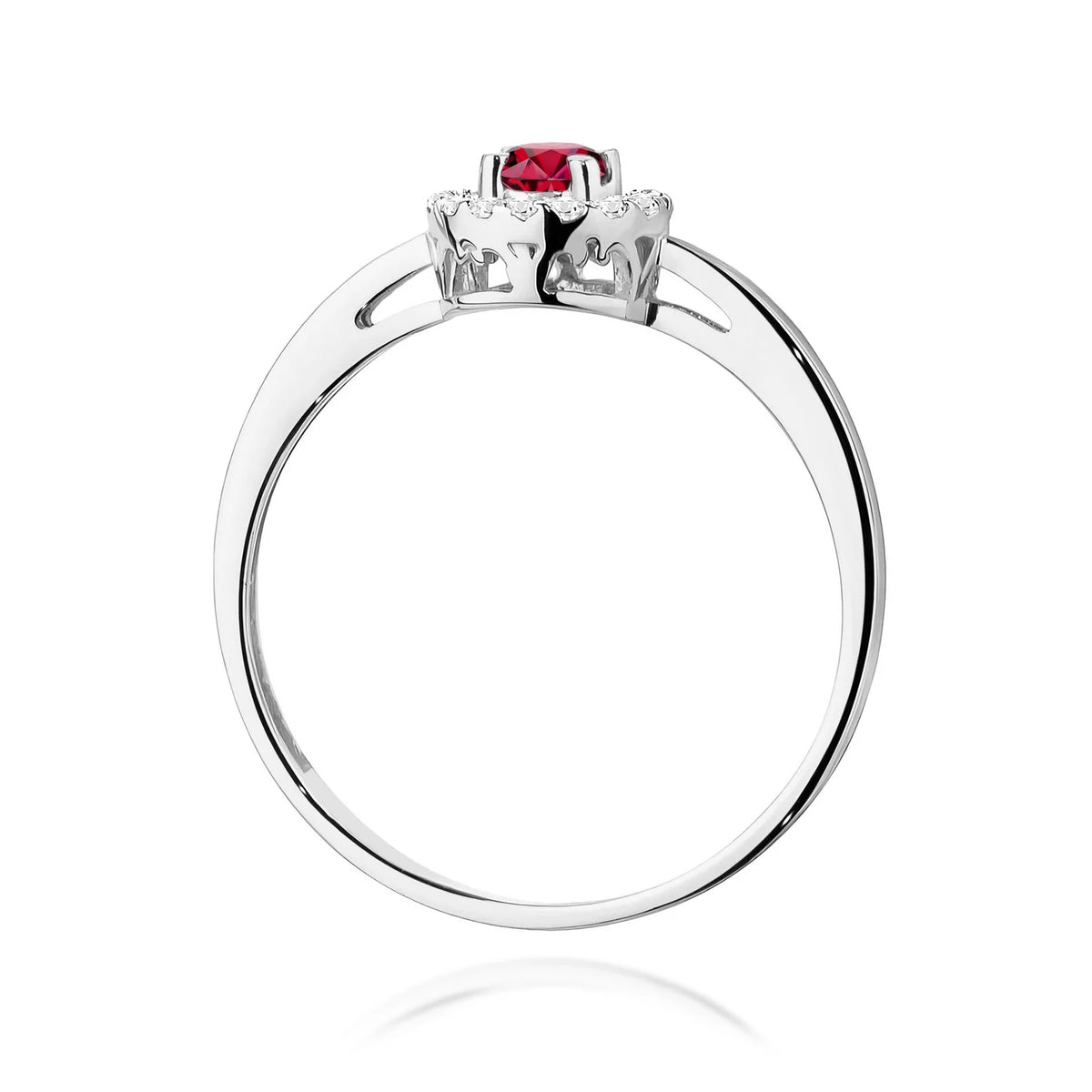 White Gold Ring with 0.15ct Ruby and 0.08ct Diamonds