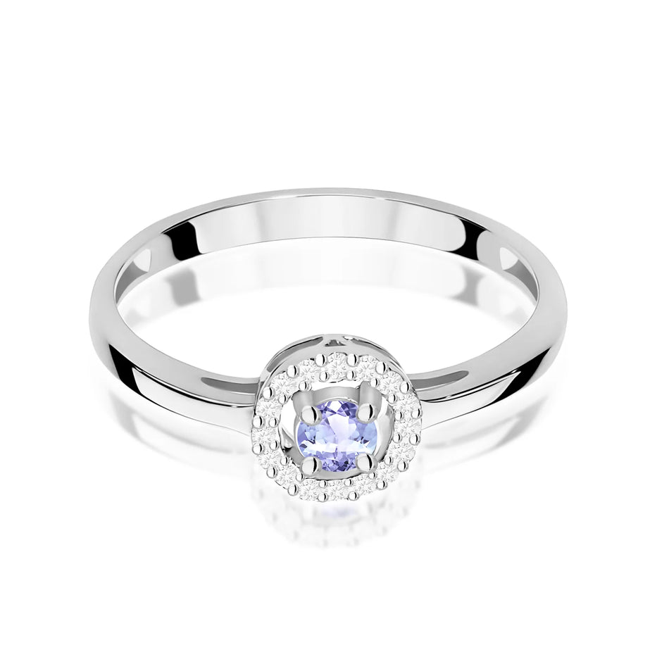 Prsten z bílého zlata s 0,15ct tanzanitem a 0,08ct diamanty