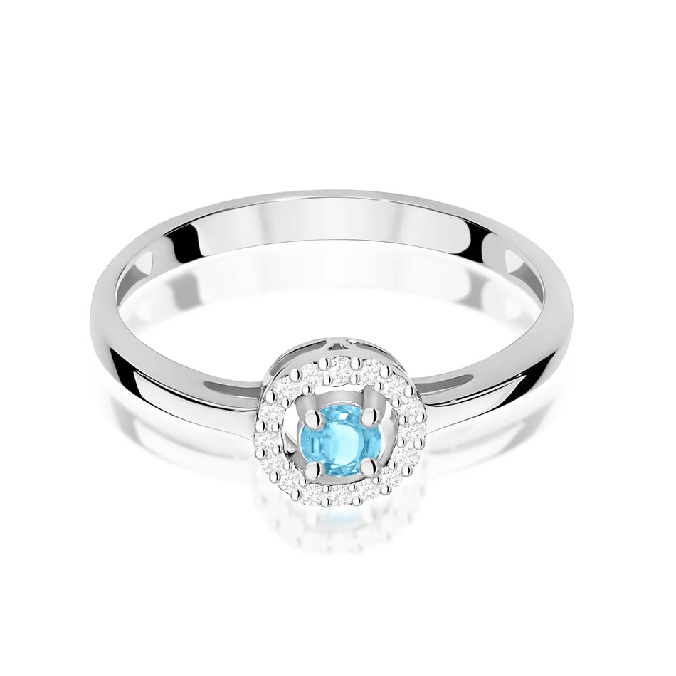 Prsten z bílého zlata s 0,15ct topazem a 0,08ct diamanty