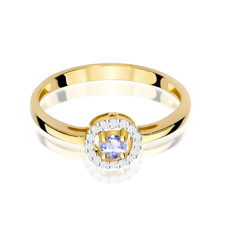Bague en or avec 0,15 ct de tanzanite et 0,08 ct de diamants