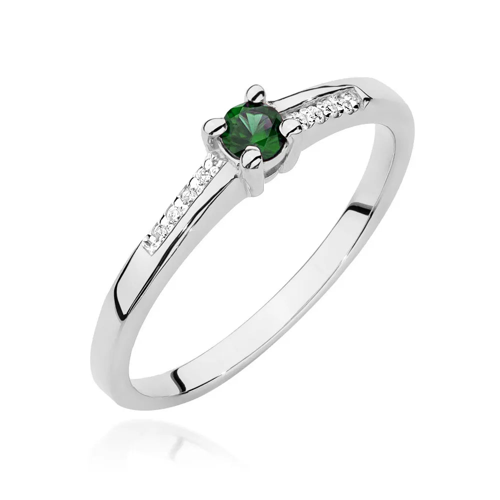 zlatý prsteň s 0,15 ct smaragdom a 0,04 ct diamantmi w0258-emg-01